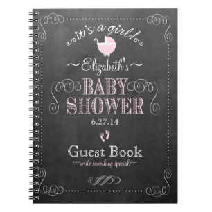  Chalkboard Roze Baby shower Guest Book- Notitieboek