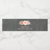 Chalkboard Roze Bloemen Water Fles Label Waterfles Etiket (Enkel label)