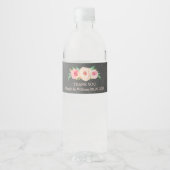 Chalkboard Roze Bloemen Water Flesje Label Waterfles Etiket (Voorkant)