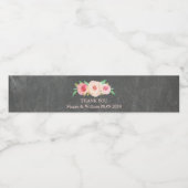 Chalkboard Roze  Bloemen Water Flesje Label Waterfles Etiket (Enkel label)