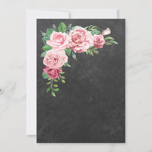 Chalkboard roze bloementuin 60e verjaardagsfeestje kaart (Achterkant)