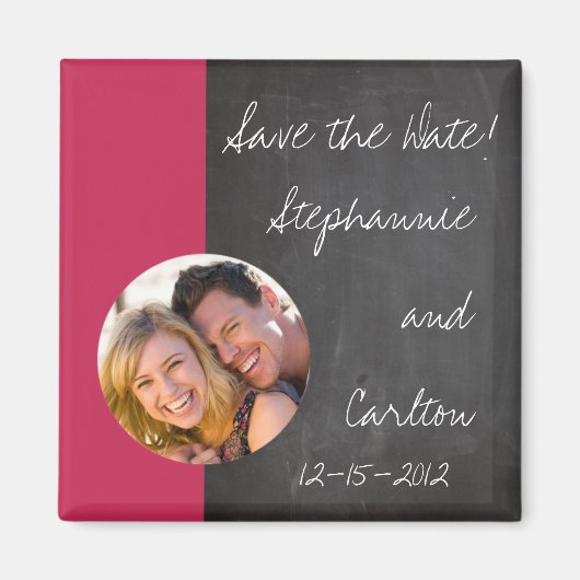 Chalkboard roze bruiloft aankondiging magneet (Voorkant)