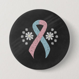 Chalkboard roze en Light Blue Awareness Ribbon Ronde Button 7,6 Cm