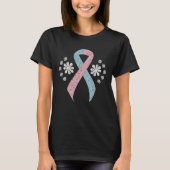 Chalkboard roze en Light Blue Awareness Ribbon T-shirt (Voorkant)