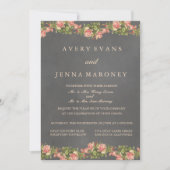  Chalkboard Roze Flower Wedding Invitation Kaart (Voorkant)
