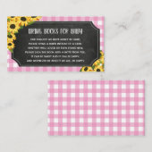 Chalkboard roze Gingham Zonnebloemen Boeken voor B Informatiekaartje (Voorkant / Achterkant)