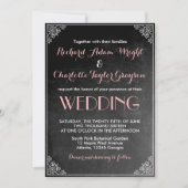  Chalkboard Roze Gray Wedding Uitnodiging (Voorkant)