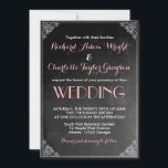 Chalkboard Roze Gray Wedding Uitnodiging<br><div class="desc">Vintage bruiloft-uitnodigingsontwerp. Victoriaans grens met de achtergrond van het karton. Zoete roze en witte doopvont. Een klassieke stijl voor je speciale dag. U kunt de doopvont en de formulering voor andere gelegenheden zoals vrijgezellenfeest,  baby shower,  verjaardagspartij,  verlovingspartij en meer ook aanpassen.</div>