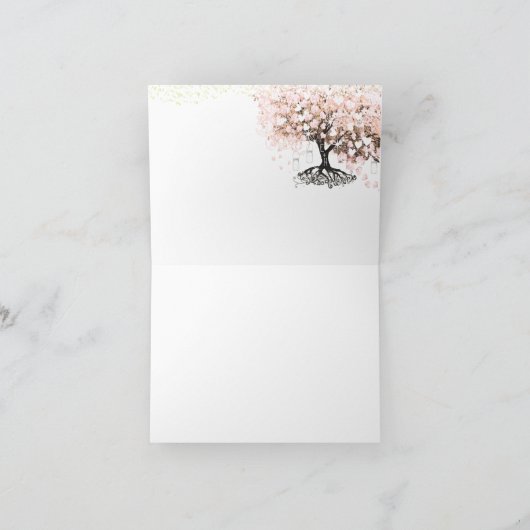 Chalkboard Roze Heart Leaf Folded Hartelijk dank Bedankkaart (Binnen)