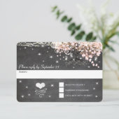 Chalkboard roze Heart Leaf Tree RSVP (Staand voorkant)