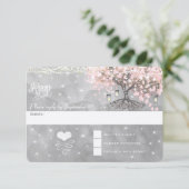 Chalkboard roze Heart Leaf Tree RSVP (Staand voorkant)