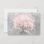Chalkboard roze Heart Leaf Tree RSVP (Achterkant)