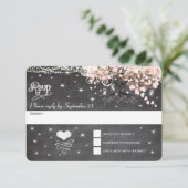 Chalkboard roze Heart Leaf Tree RSVP (Staand voorkant)