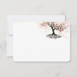 Chalkboard Roze Heart Leaf Tree Weddenschap Hartel Bedankkaart