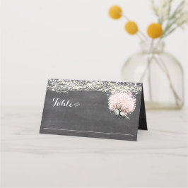 Chalkboard Roze Heart Leaf Tree Weduwgoedkaart Plaatskaartje