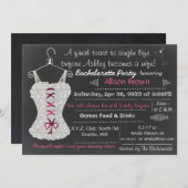 Chalkboard roze Lace Lingerie Shower Bachelorette Kaart (Voorkant / Achterkant)