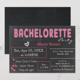 Chalkboard roze Lingerie Shower Bachelorette Kaart