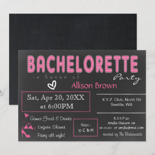 Chalkboard roze Lingerie Shower Bachelorette Kaart