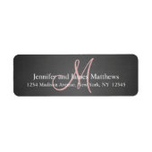 Chalkboard roze monogram voor bruiloften etiket (Voorkant)