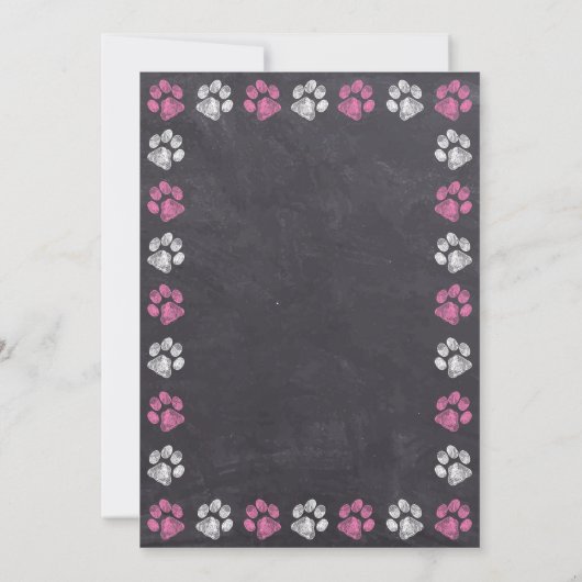 Chalkboard roze paw Baby shower Kaart (Achterkant)