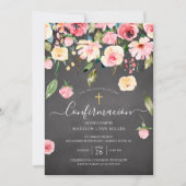 Chalkboard Roze Peonies Roos Spaanse bevestiging Kaart (Voorkant)