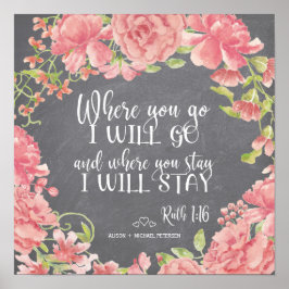 Chalkboard roze pinda's citeren trouwbord poster