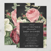 Chalkboard roze roze Baby shower - Uitnodiging (Voorkant / Achterkant)