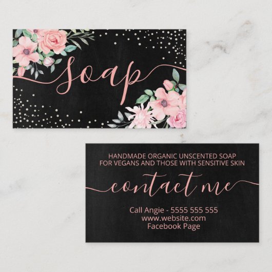 Chalkboard Roze Roze Pearl Handgemaakte Zeep Visitekaartje (Voorkant / Achterkant)