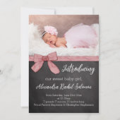 Chalkboard roze strik meisje Baby geboorte aankond Aankondiging (Voorkant)