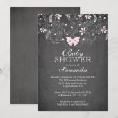 Chalkboard roze vlinder meisje Baby shower Kaart (Voorkant / Achterkant)