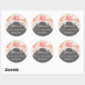 Chalkboard Roze Waterverf Flowers Baby shower Ronde Sticker (Vel)