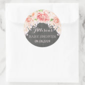 Chalkboard Roze Waterverf Flowers Baby shower Ronde Sticker (Tas)