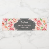 Chalkboard Roze Waterverf Flowers Vrijgezellenfees Waterfles Etiket (Enkel label)