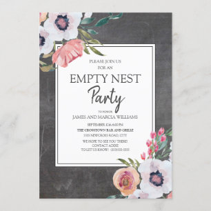  Chalkboard Roze White Floral Empty Nest Kaart