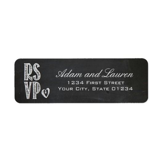 Chalkboard RSVP-Adresetiketten Etiket (Voorkant)