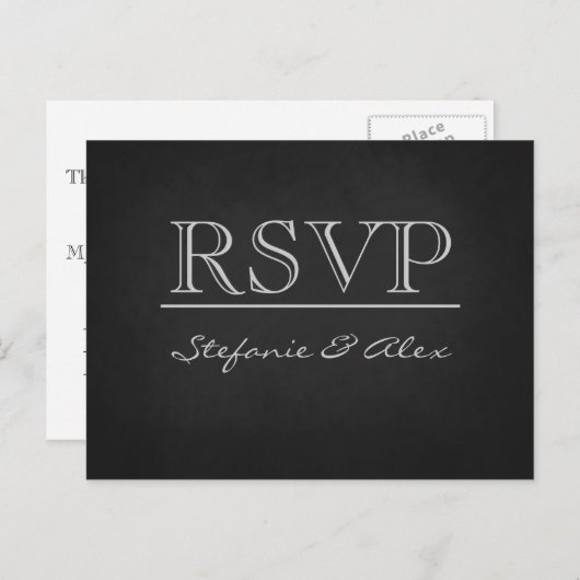 Chalkboard RSVP bruiloft briefkaart (Voorkant / Achterkant)