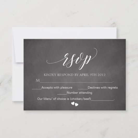 Chalkboard RSVP Script Response Kaart Typografie (Voorkant)