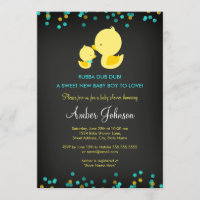 Chalkboard Rubber Duck Baby shower Uitnodiging