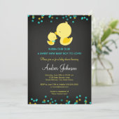 Chalkboard Rubber Duck Baby shower Uitnodiging (Staand voorkant)