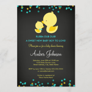 Chalkboard Rubber Duck Baby shower Uitnodiging
