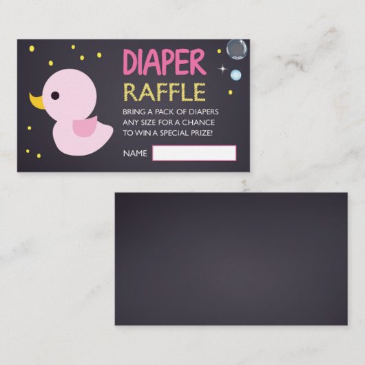 Chalkboard Rubber Ducky Luier Raffle Ticket Informatiekaartje (Voorkant / Achterkant)