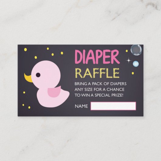 Chalkboard Rubber Ducky Luier Raffle Ticket Informatiekaartje (Voorkant)