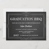 Chalkboard Rustic Afstuderen BBQ | Handgeschreven Kaart (Voorkant)