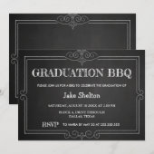 Chalkboard Rustic Afstuderen BBQ | Handgeschreven Kaart (Voorkant / Achterkant)