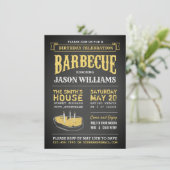 Chalkboard Rustic BBQ Birthday Party Invitations Kaart (Staand voorkant)