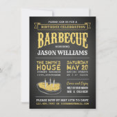 Chalkboard Rustic BBQ Birthday Party Invitations Kaart (Voorkant)