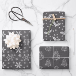 Chalkboard Rustic Black en White Kerstwrappi Inpakpapier Vel