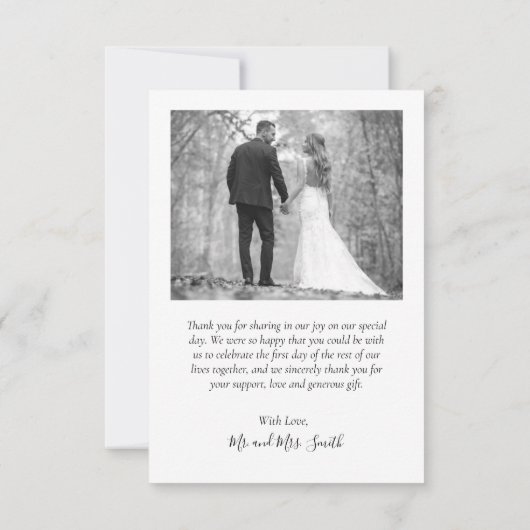 Chalkboard Rustic Black White Collage Wedding Bedankkaart (Achterkant)