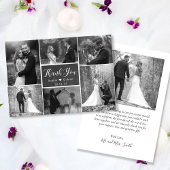 Chalkboard Rustic Black White Collage Wedding Bedankkaart