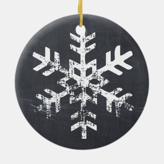 Chalkboard Rustic Circle Photo Snowflakes Keramisch Ornament (Achterkant)